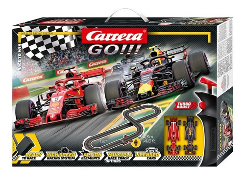 Carrera Go!!! Race To Win Pista De Carreras Autos A Escala Color Rojo/negro