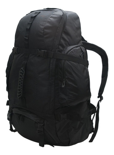 Mochila Mochilero Trekking 75 Lts Kossok Camping Reforzado Color Negro Diseño de la tela Liso