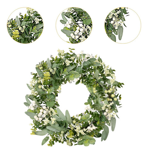 Corona De Eucalipto Verde Artificial, Corona Para Puerta,