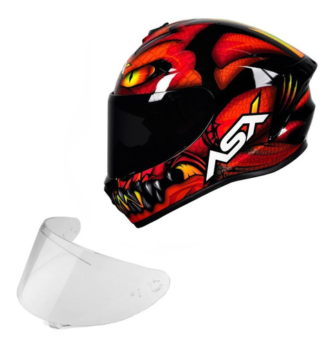 Capacete Axxis Snake Preto Vermelho Brilho Capacete Moto