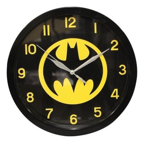 Batman Logo Reloj De Pared Accutime Estructura Negro Fondo Amarillo