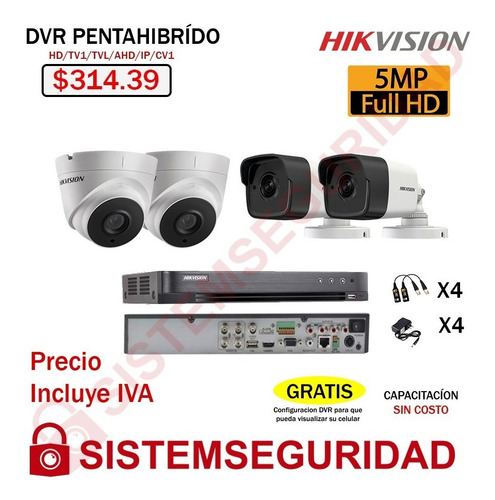Imagen 2 de 7 de Kit 2 4 6 8 10 16 Camaras De Seguridad 5mp Cctv Hikvision