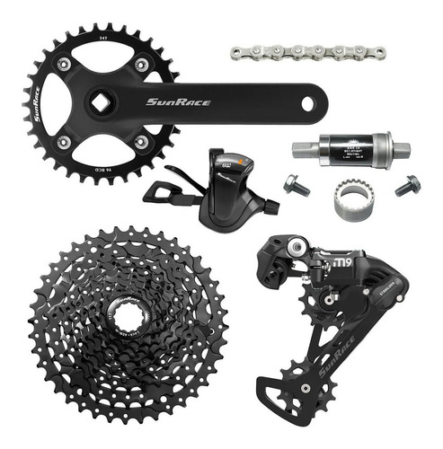 Kit Grupo Transmissão Sunrace Bike Dkm Cassete 11/50 1x9v