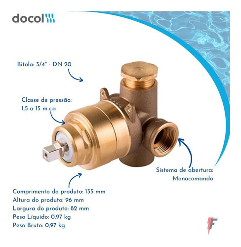 Imagem 2 de 4 de Kit 3 Base Misturador Banheira Chuveiro 3/4 Docol