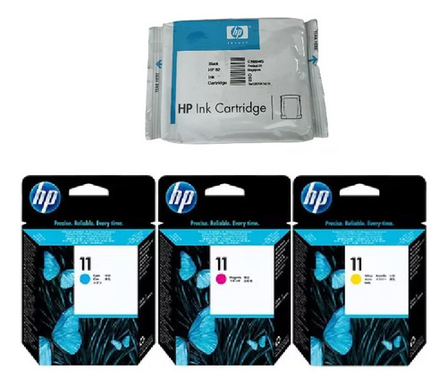 Tinta Original Hp 82 Negro Cn694s + 3 Tintas 11 C4836/37/38 