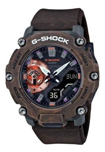 Reloj Casio G-shock Ga-2200mfr-5adr Hombre Color de la correa Marrón Color del bisel Marrón Color del fondo Negro