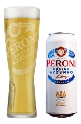 Cerveza Peroni Lata + Vaso Original Importado De Colección