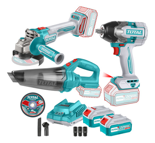 Combo Llave De Impacto 850nm + Aspiradora + Amoladora Total