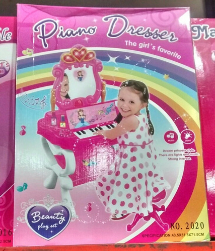 Imagen 2 de 2 de Peinadora Tocador Y Piano Grande De Niña Luz Sonido Juguetes