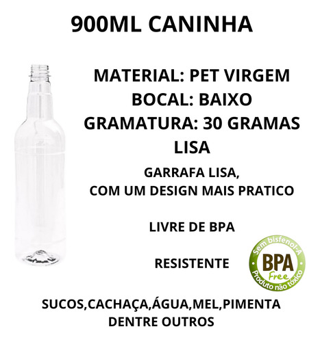 40 Garrafas 900ml Frasco Pet Cristal Lisa Com Tampa