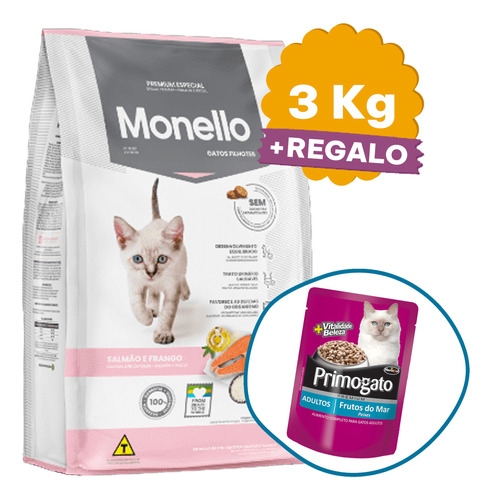 Alimento Gato Cachorro Monello Premium Cat 3 Kg + Regalo