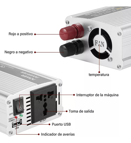 Convertidor De Corriente Para Automóvil 2000w 12v A 220v