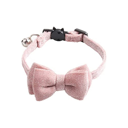 Collar De Gato Separable Con Pajarita, Collar De Gatito Rosa