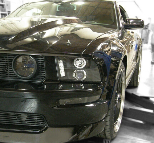 Ford Mustang 2005 - 2009 Juego Faros Con Ojo De Angel Negros