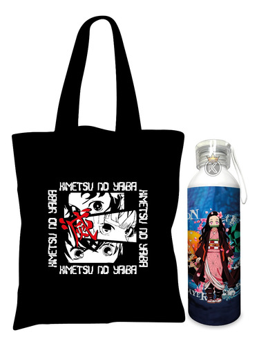 Tote Bag Demon Slayer N + Botella En Aluminio - Estampaking