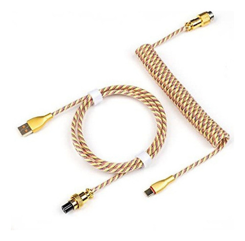 Cables de teclado Aviator USB C en espiral de color dorado personalizados