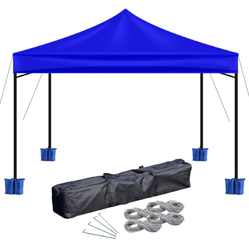 Gazebo Para Playa 3x3 Autoarmable Plegable Reforzado Azul