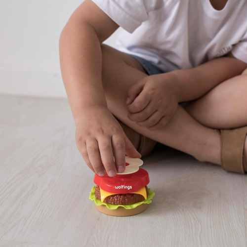 Imagen 7 de 10 de Juego Encastre Comida Rapida Hamburguesa De Juguete Comidita