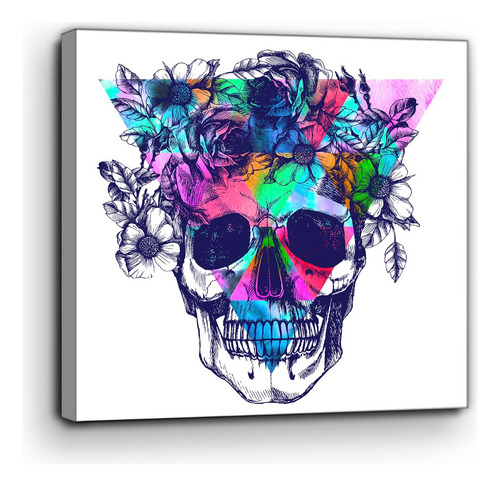 Cuadro Moderno Canvas Craneo Colors 100x100cm