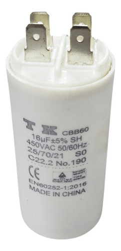 Capacitor De Partida Tk 16uf 450v 36x70mm (fast-on)