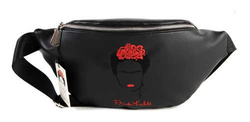 Riñonera Mujer Frida Kahlo Original Cara Pu Embroidery Black