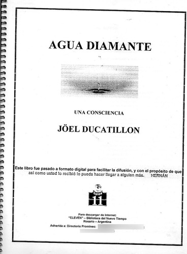 El Agua Diamante - Jöel Ducatillon (consultar Antes De Compr