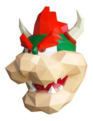 Máscara Bowser Para Armar Papercraft (formato Pdf, Svg, Dxf)