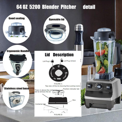 Para Vitamix Licuadora Jarra 64oz, Reemplaza 5200 5000 65...