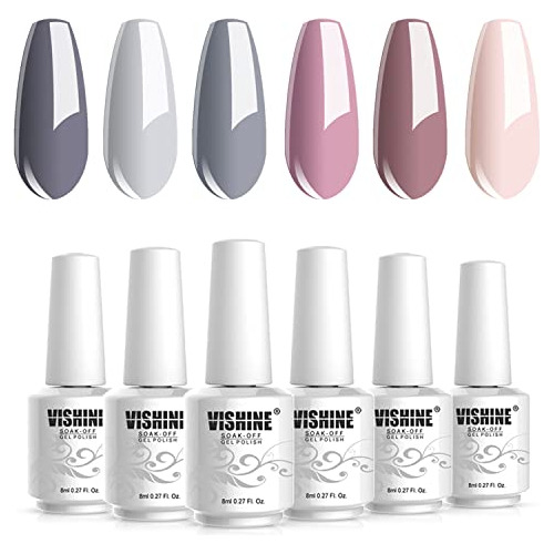 Vishine Gel Esmalte De Uñas Conjuntos 6 Colores Uv Led Soak