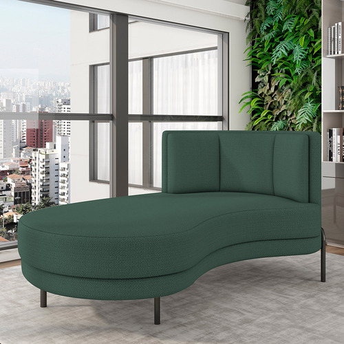 Sofá Chaise Sala Living Lucca Esquerdo Linho Verde Musgo