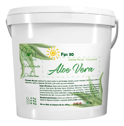  Crema De Aloe Vera Con Filtro Solar 10 Kilos