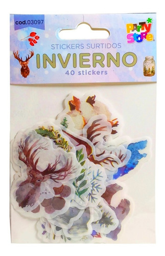 Imagen 2 de 5 de Stickers Bosque Invierno Pack 40 Unidades Ideal Souvenir