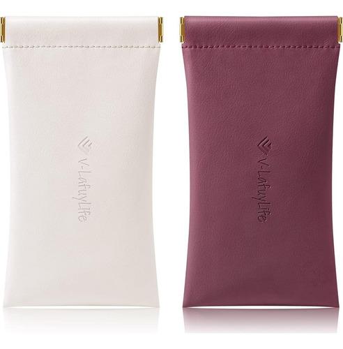 Estuche Para Gafas Suave 2 Pack - Cuero Pu Beige Y Marrón