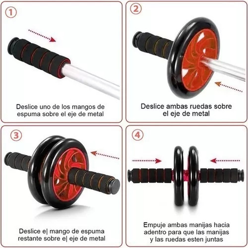 Kit Rodillo Abdominal Barras Push-up Cuerda Ejercitador Mano