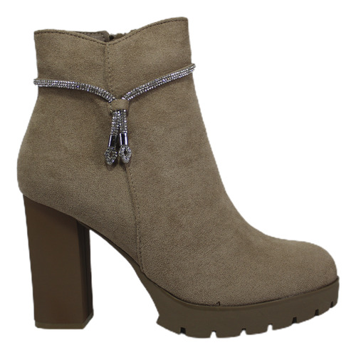 Botin De Mujer Gamuza Con Taco Alto Yasna