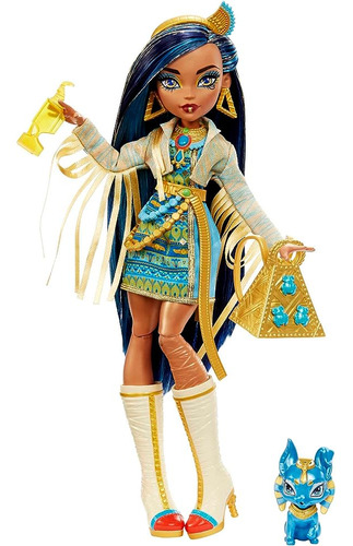Monster High Doll, Cleo De Nile Con Accesorios Y Perro Masco