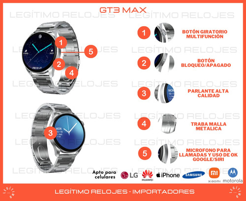Smartwatch Hombre Gt3 Max Reloj Inteligente Elegante Sport