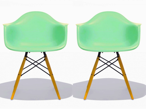Sillon Eames Base Madera Pack 2 Unid Outlet Asiento Aqua