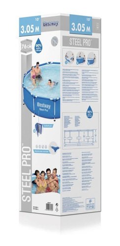 Imagen 3 de 4 de Pileta estructural redonda Bestway 56677 con capacidad de 4678 litros de 3.5m de largo x 3.5m de ancho de 3.05m de diámetro azul