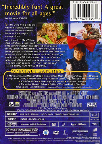 Matilda Danny Devito Pelicula Dvd Importado