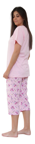 Conjunto De Pijama Para Dama Azul Y Rosa Con Diseño De Gatos