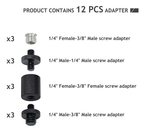 12 Adaptadores De S Para Cámaras Dslr Y Trípod