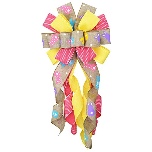 Easter Large Wreath Bows, Spring Easter Colorful Bunny ...