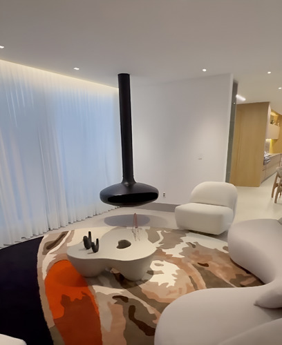 Lareira Suspensa Space 120,teto,lenha,ecologica