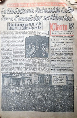 Diario Clarin 11 Enero 1956 El Pueblo Pide Libertad.