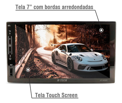 Multimídia Android 8.1 Ht-6022 Gps Bt Espelhamento Usb 7 Pol