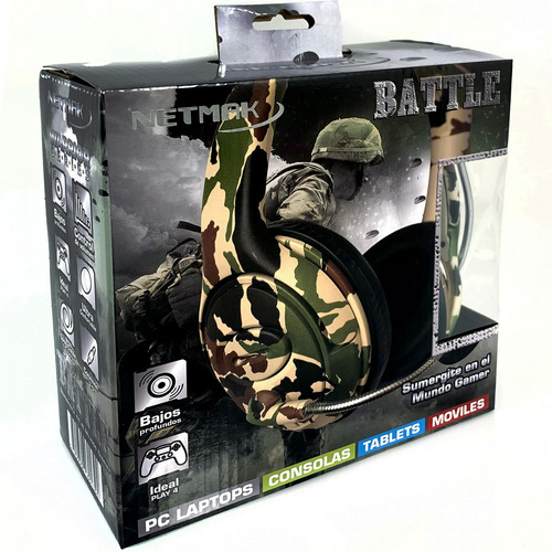 Imagen 2 de 2 de Auriculares Gamer Microfo incorporado Camuflaje Compatibilidad Notebook Celulares Netmak NM-BATTLE
