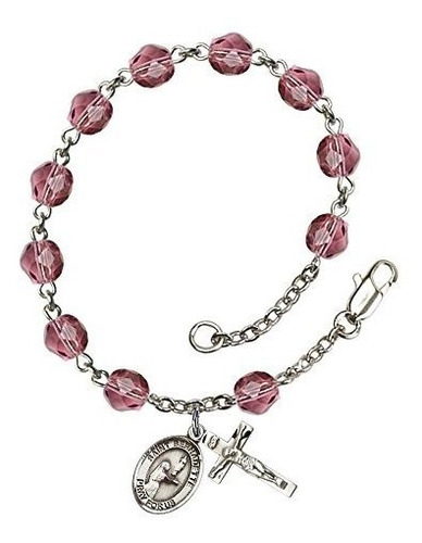 Pulsera De Dije - St. Bernadette Silver Plate Rosary Bracele