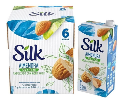 Silk Bebida De Almendra Endulzada Con Monk Fruit  6pz/946 Ml