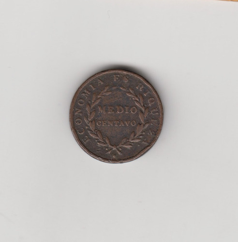 Moneda Chile Medio Centavo 1835 Cobre (c85)